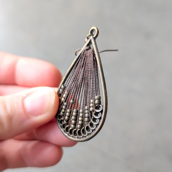 Set of Three Brown Tone Teardrop Dangle Earrings - Picture 3 of 12